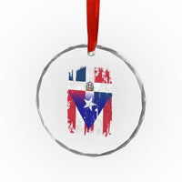 Dominican Puerto Rican Flag Crystal Glass Ornament Mixed Heritage Pride
