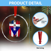 Dominican Puerto Rican Flag Crystal Glass Ornament Mixed Heritage Pride