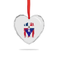 Dominican Puerto Rican Flag Heart Crystal Glass Ornament Mixed Heritage Pride