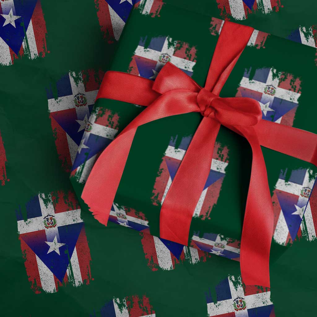 Dominican Puerto Rican Flag Wrapping Paper Roll Mixed Heritage Pride