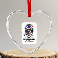 Dominican Puerto Rican Woman Heart Crystal Glass Ornament Yes Im Both Of Them