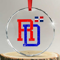 Dominican Republic Crystal Glass Ornament Distressed RD Flag Dominican Pride