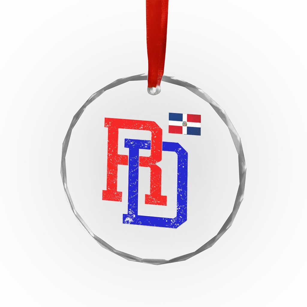 Dominican Republic Crystal Glass Ornament Distressed RD Flag Dominican Pride
