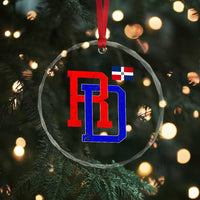 Dominican Republic Crystal Glass Ornament Distressed RD Flag Dominican Pride