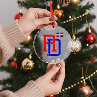 Dominican Republic Crystal Glass Ornament Distressed RD Flag Dominican Pride