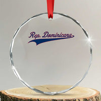 Dominican Republic Crystal Glass Ornament Rep Dominicana Vintage Flag Baseball Script - Wonder Print Shop