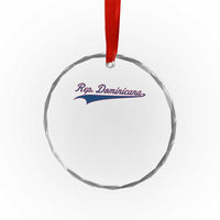 Dominican Republic Crystal Glass Ornament Rep Dominicana Vintage Flag Baseball Script - Wonder Print Shop