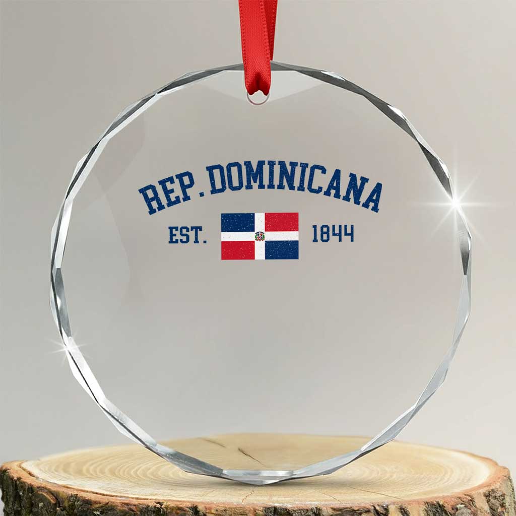 Dominican Republic Crystal Glass Ornament Vintage Distressed Varsity Rep Dominicana Flag - Wonder Print Shop