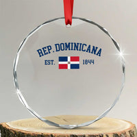 Dominican Republic Crystal Glass Ornament Vintage Distressed Varsity Rep Dominicana Flag - Wonder Print Shop
