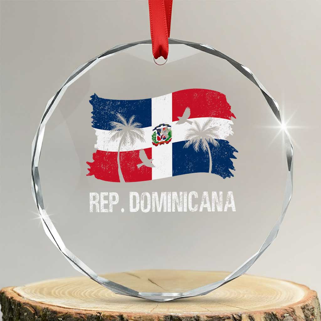 Dominican Republic Flag Crystal Glass Ornament Island Pride Caribbean Heritage - Wonder Print Shop