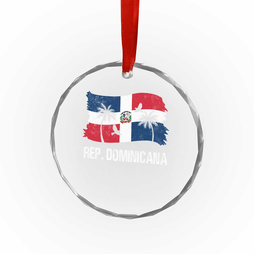 Dominican Republic Flag Crystal Glass Ornament Island Pride Caribbean Heritage - Wonder Print Shop