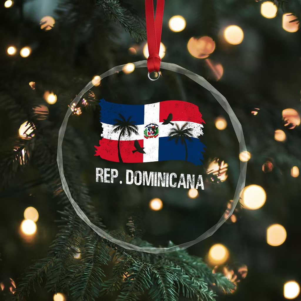 Dominican Republic Flag Crystal Glass Ornament Island Pride Caribbean Heritage - Wonder Print Shop