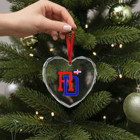 Dominican Republic Heart Crystal Glass Ornament Distressed RD Flag Dominican Pride