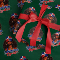 Dominican Republic Princess Wrapping Paper Roll Melanin Afro Girl Heritage Gift for Black Girls