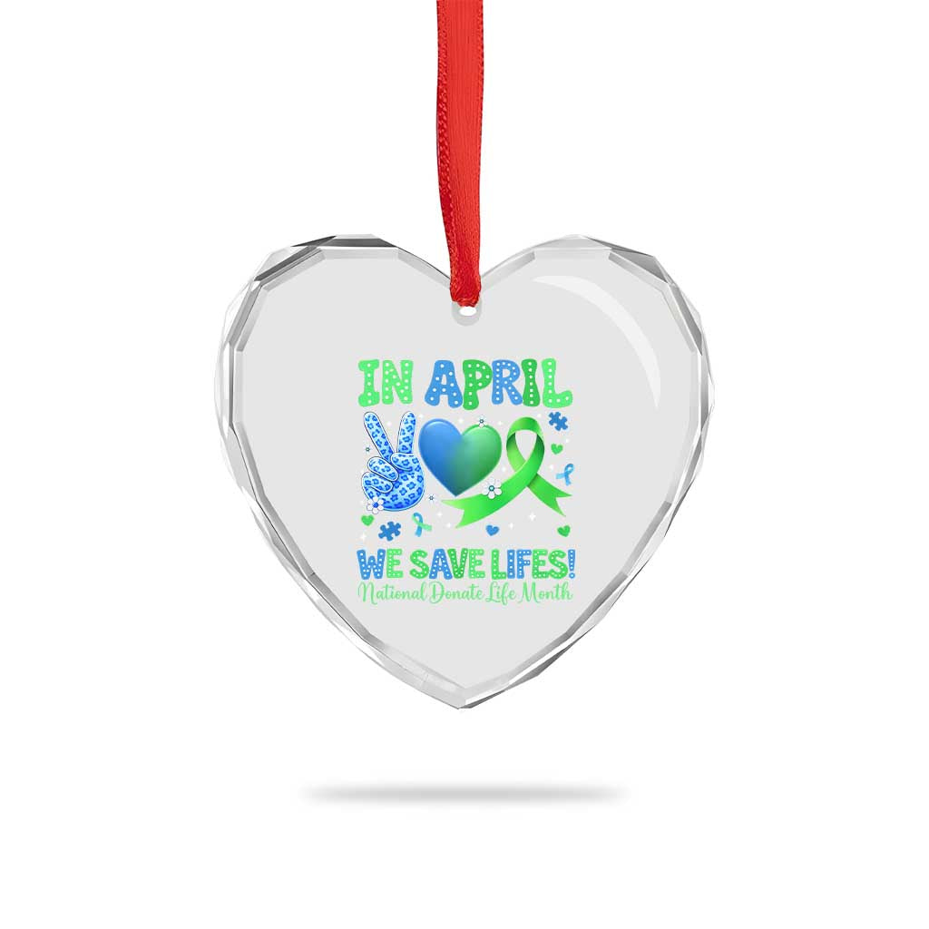 Donate Life Month Heart Crystal Glass Ornament In April We Save Lives Organ Donation