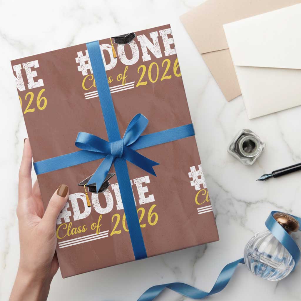 Done Class of 2026 Graduation Wrapping Paper Roll Mortarboard Graphic
