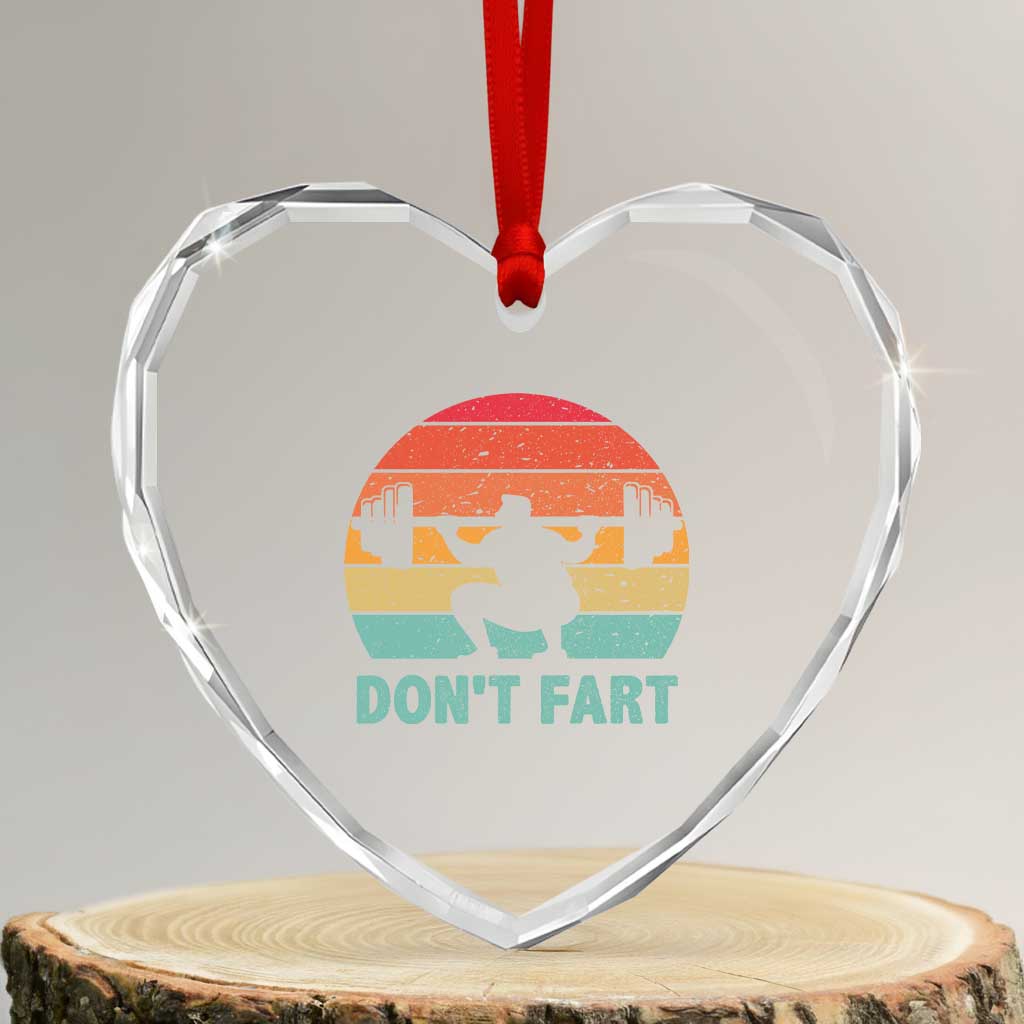 Dont Fart Fitness Gym Workout Weights Squat Humor Heart Crystal Glass Ornament - Wonder Print Shop