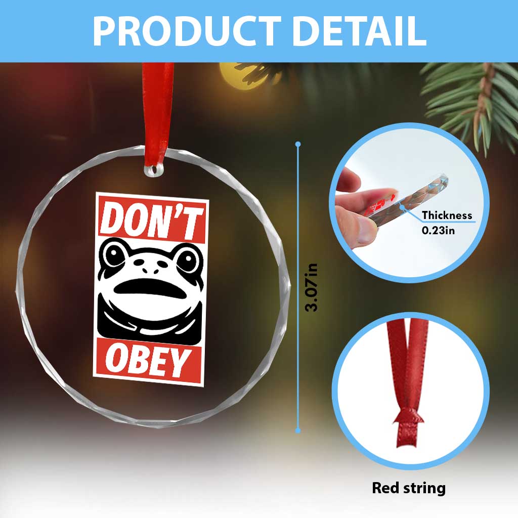 Don't Obey Portland Frog Crystal Glass Ornament Protest Parody Poster Graphic - Wonder Print Shop