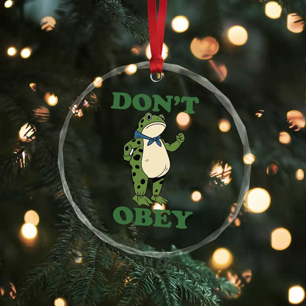 Don't Obey Portland Frog Crystal Glass Ornament Resist Inflatable Frogs Protest - Wonder Print Shop
