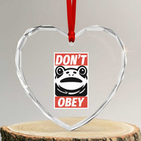 Don't Obey Portland Frog Heart Crystal Glass Ornament Protest Parody Poster Graphic - Wonder Print Shop