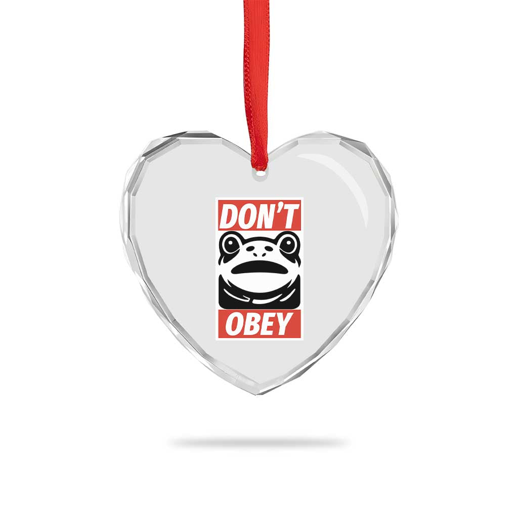 Don't Obey Portland Frog Heart Crystal Glass Ornament Protest Parody Poster Graphic - Wonder Print Shop