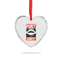 Don't Obey Portland Frog Heart Crystal Glass Ornament Protest Parody Poster Graphic - Wonder Print Shop