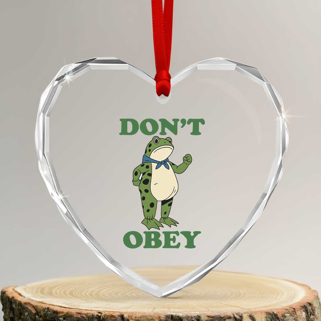 Don't Obey Portland Frog Heart Crystal Glass Ornament Resist Inflatable Frogs Protest - Wonder Print Shop