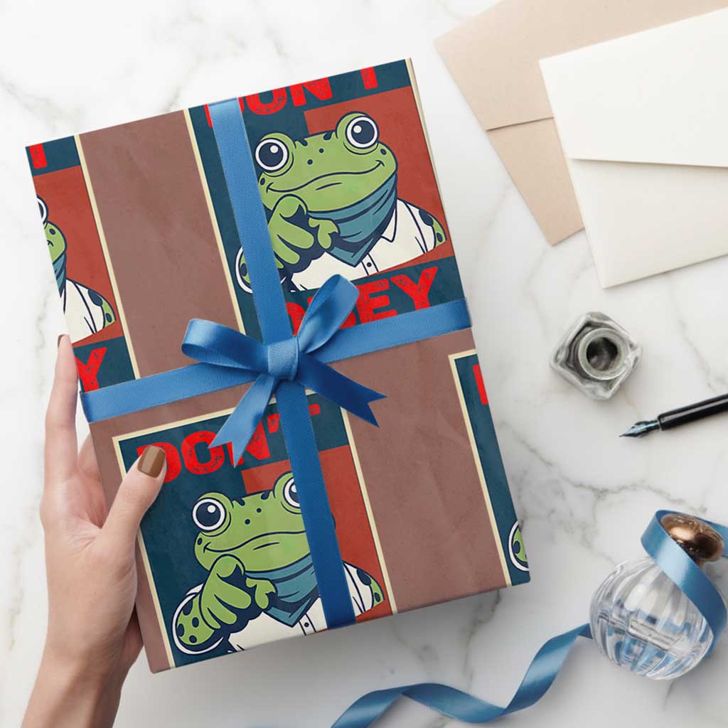 Don't Obey Portland Frog Wrapping Paper Roll Frogs Protest Activism Hope Style Poster Graphic - Wonder Print Shop