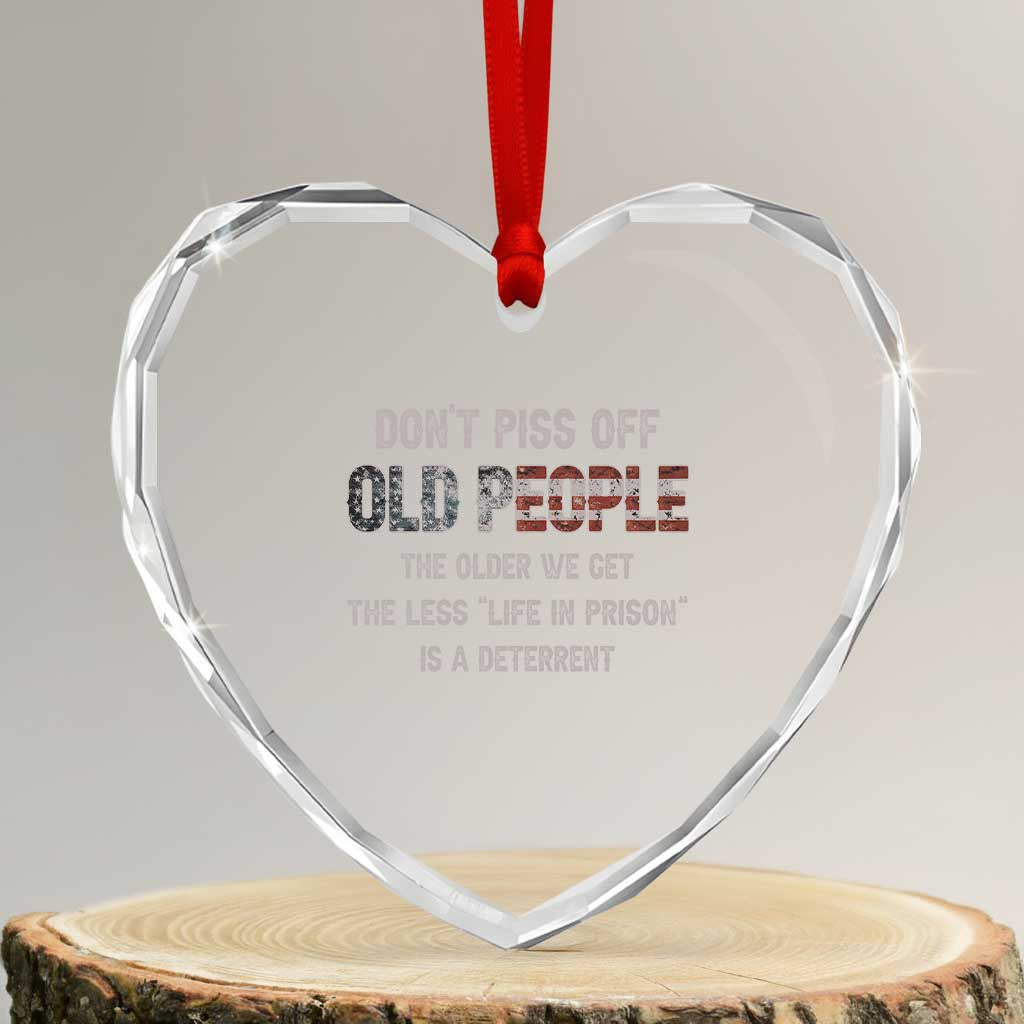 Dont Piss Off Old People Heart Crystal Glass Ornament Funny Saying Retro Sarcastic Birthday Gifts
