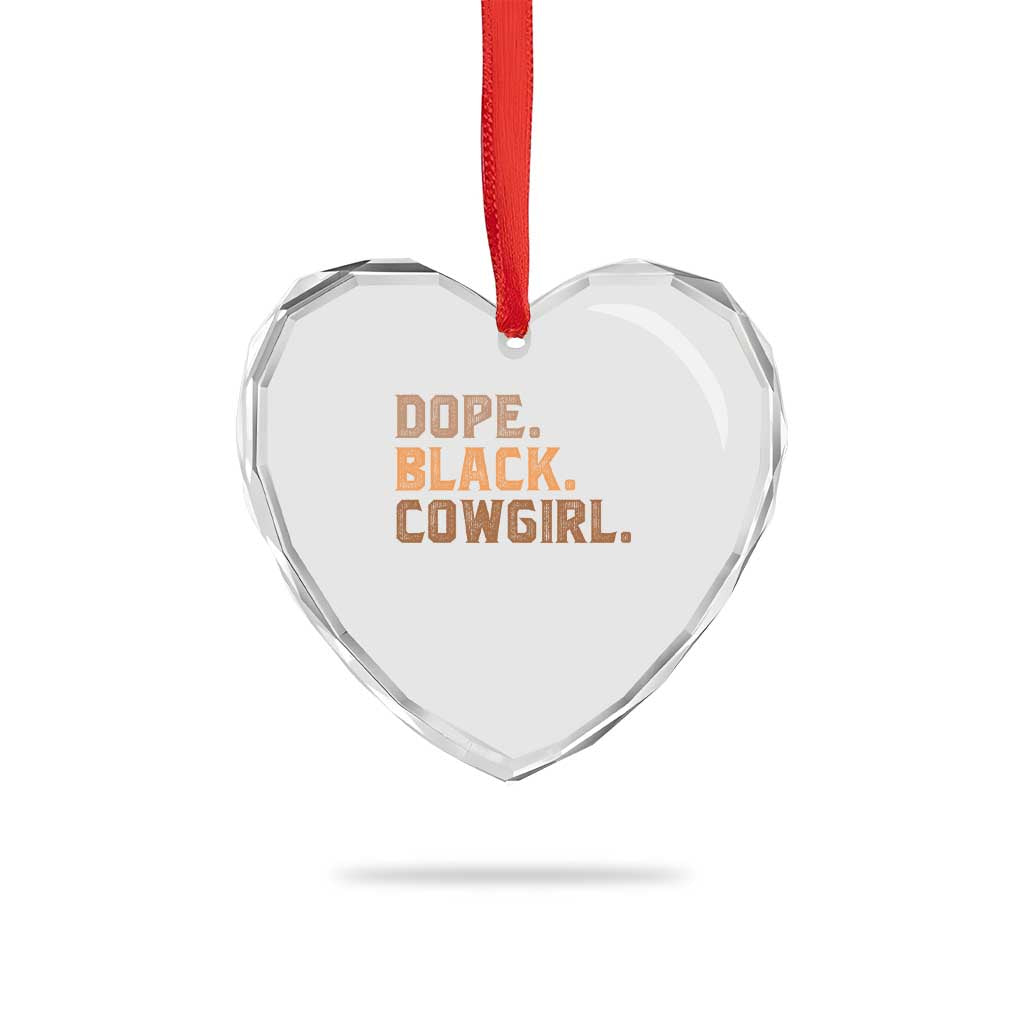 Dope Black Cowgirl Heart Crystal Glass Ornament Black History Month African American - Wonder Print Shop