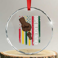Dope Black Dad Crystal Glass Ornament Vintage American Flag Fist Bump