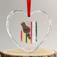 Dope Black Dad Heart Crystal Glass Ornament Vintage American Flag Fist Bump