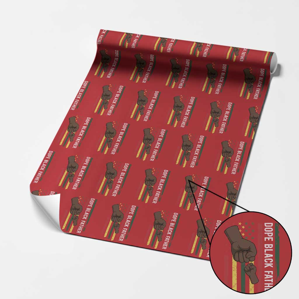 Dope Black Dad Wrapping Paper Roll Vintage American Flag Fist Bump