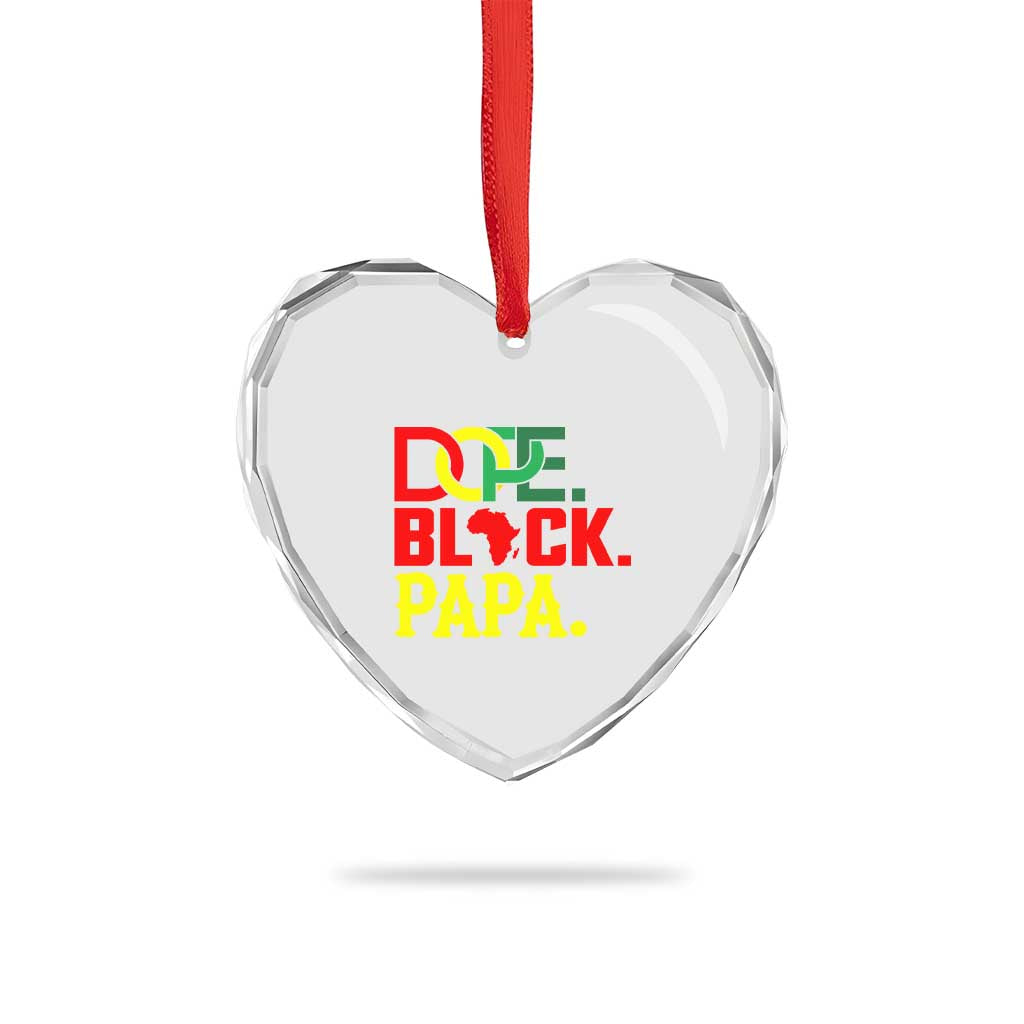 Dope Black Papa Heart Crystal Glass Ornament Melanin King Fathers Day Gift