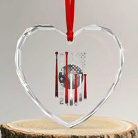 Double Play Heart Crystal Glass Ornament 6 4 3 2 Vintage Baseball Math Softball Player American Flag