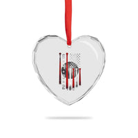Double Play Heart Crystal Glass Ornament 6 4 3 2 Vintage Baseball Math Softball Player American Flag