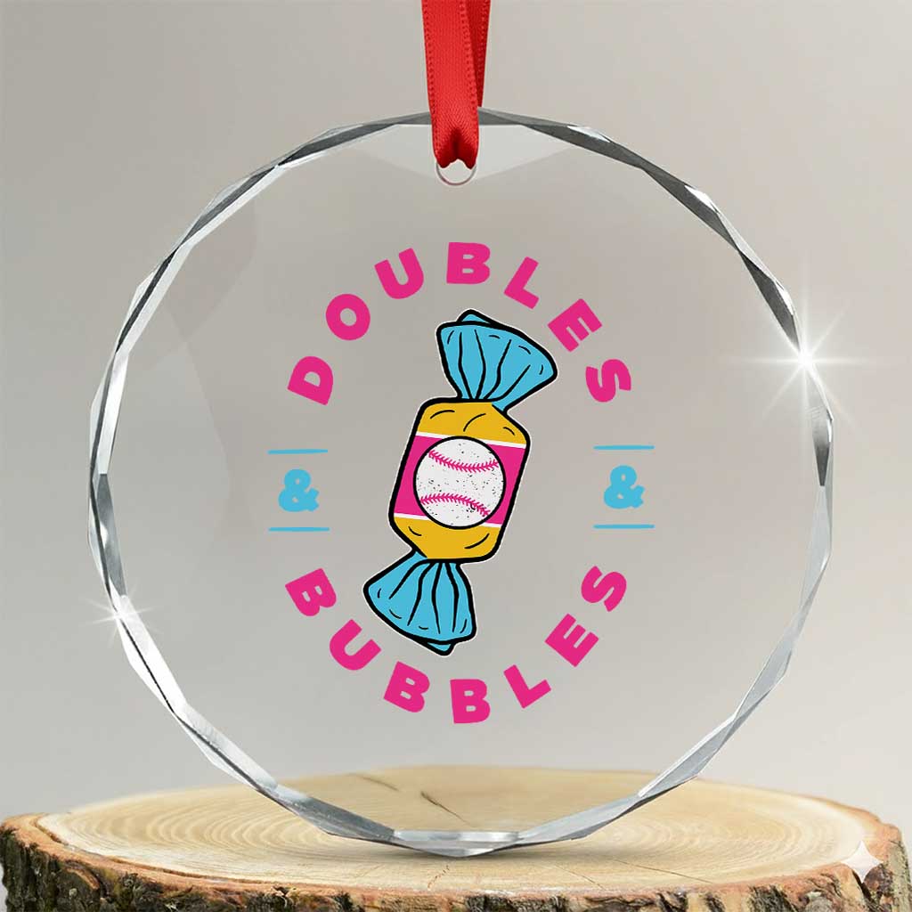 Doubles and Bubbles Baseball Candy Gum Crystal Glass Ornament