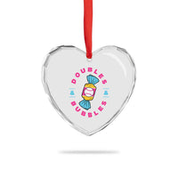 Doubles and Bubbles Baseball Candy Gum Heart Crystal Glass Ornament