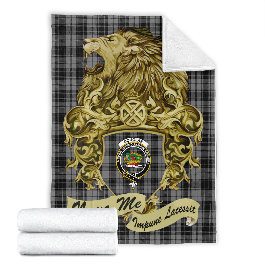douglas-grey-tartan-premium-blanket-motto-nemo-me-impune-lacessit-with-vintage-lion-family-crest-tartan-plaid-blanket-vintage-style