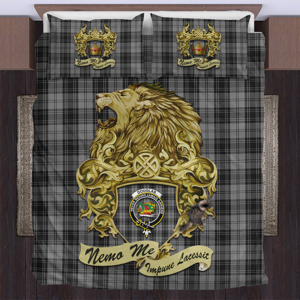 douglas-grey-tartan-bedding-set-motto-nemo-me-impune-lacessit-with-vintage-lion-family-crest-tartan-plaid-duvet-cover-scottish-tartan-plaid-comforter-vintage-style