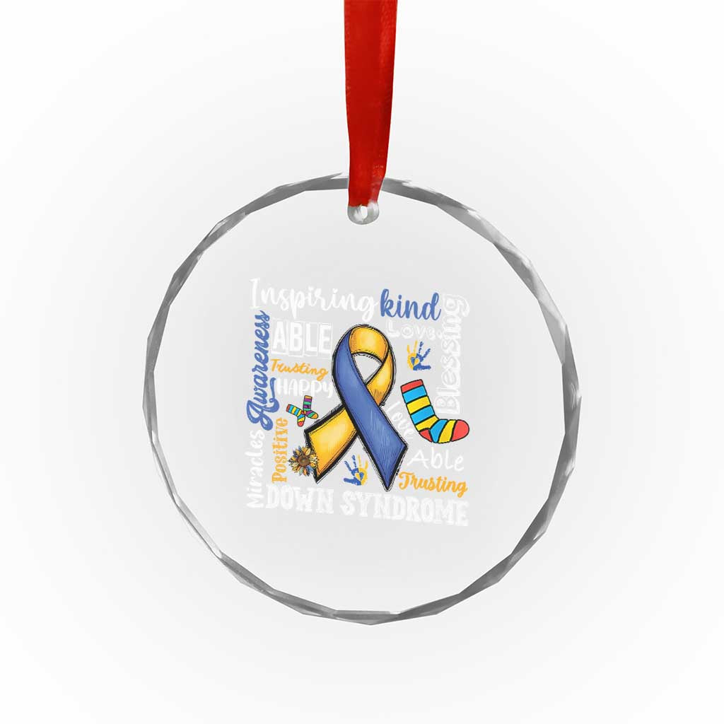 Down Syndrome Awareness Crystal Glass Ornament Rock Your Socks Different Not Less