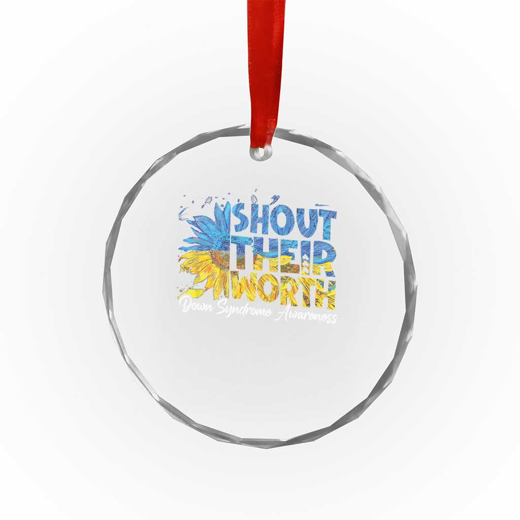Down Syndrome Awareness Sunflower Crystal Glass Ornament Shout Their Worth