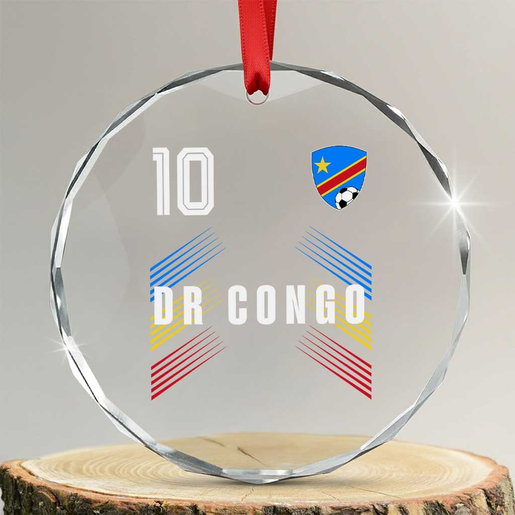 DR Congo Soccer Sports Graphic Number 10 Jersey Style Crystal Glass Ornament Proud Congolese Football Fans Game Day Pride