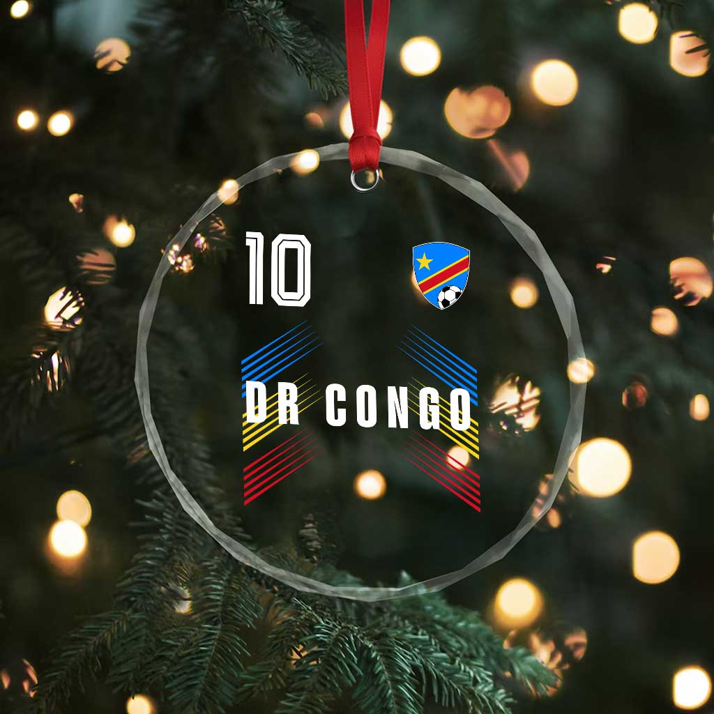 DR Congo Soccer Sports Graphic Number 10 Jersey Style Crystal Glass Ornament Proud Congolese Football Fans Game Day Pride