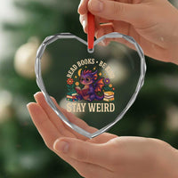 Dragon Read Book Heart Crystal Glass Ornament Funny Read Books Be Kind Stay Weird - Wonder Print Shop