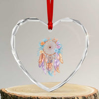 Dream Catcher Colorful Boho Floral Feather Graphic Heart Crystal Glass Ornament