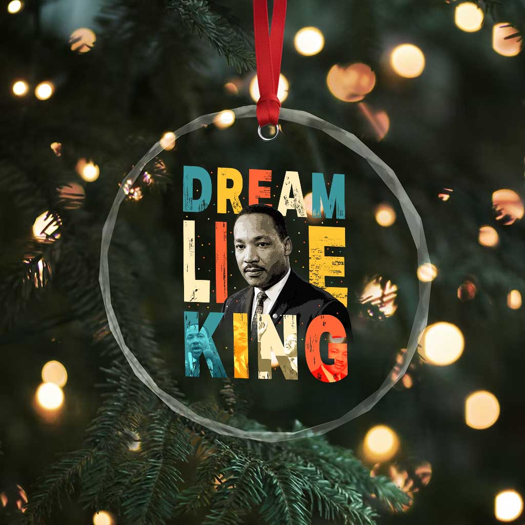 Dream Like King Inspirational MLK Graphic Crystal Glass Ornament Civil Rights Legacy Tribute