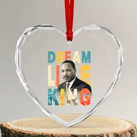 Dream Like King Inspirational MLK Graphic Heart Crystal Glass Ornament Civil Rights Legacy Tribute