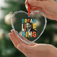 Dream Like King Inspirational MLK Graphic Heart Crystal Glass Ornament Civil Rights Legacy Tribute