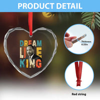 Dream Like King Inspirational MLK Graphic Heart Crystal Glass Ornament Civil Rights Legacy Tribute